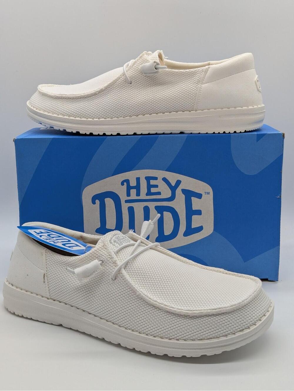 Women's Size 12 Hey Dude Wendy Funk Mono White Comfort Light Shoes 40065-100 New